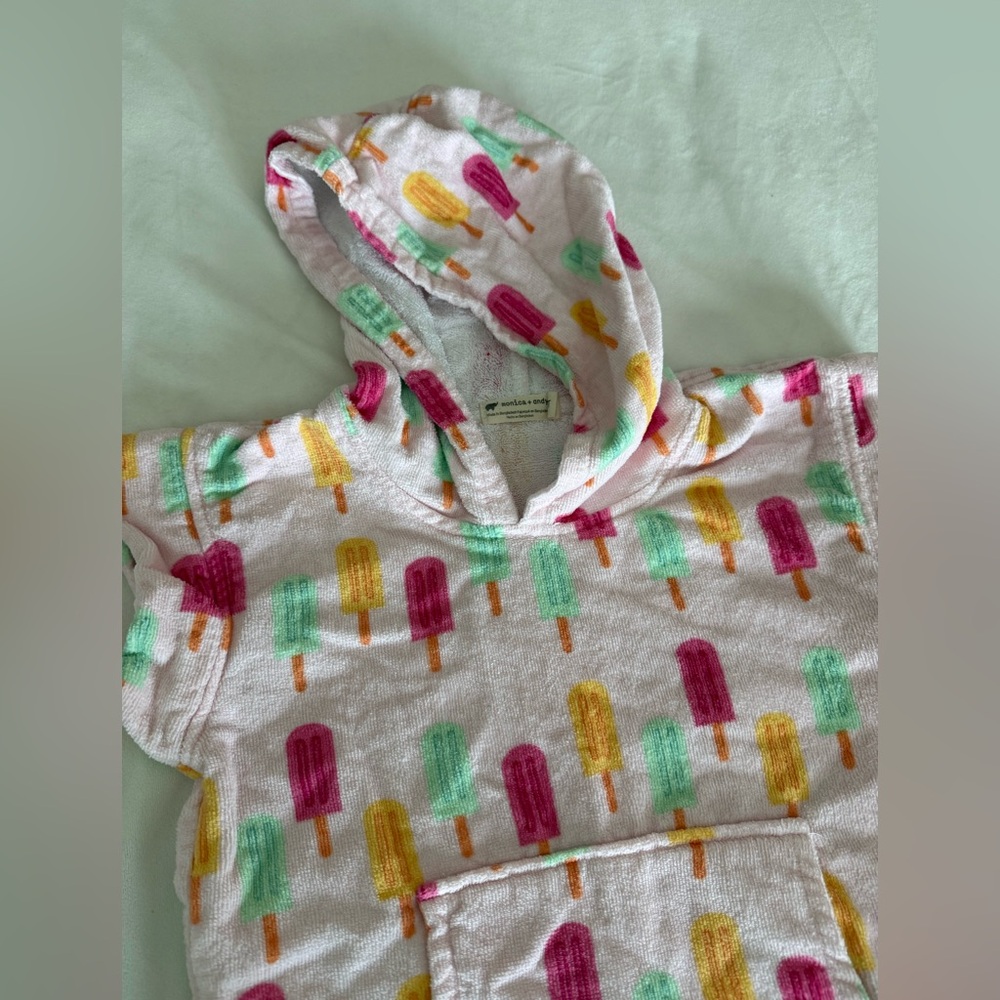 monica + andy Kids Terry Swim Coverup Hoodie in Pastel Rainbow